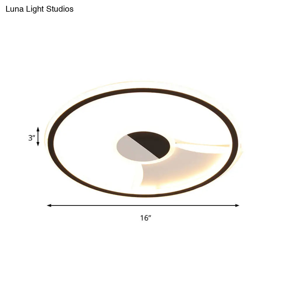 DecorBites™ DecorBites™ Simple Style LED Acrylic Flush Ceiling Light – Black/White, 16"/19.5"/23.5" Dia LED Ceiling Lamp for Bedroom (Warm/White)