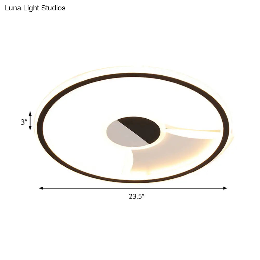 DecorBites™ DecorBites™ Simple Style LED Acrylic Flush Ceiling Light – Black/White, 16"/19.5"/23.5" Dia LED Ceiling Lamp for Bedroom (Warm/White)