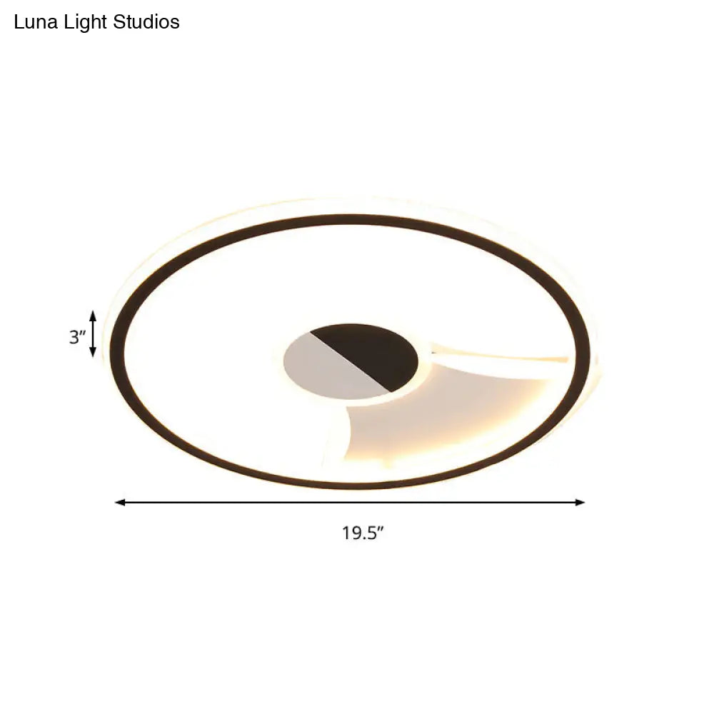 DecorBites™ DecorBites™ Simple Style LED Acrylic Flush Ceiling Light – Black/White, 16"/19.5"/23.5" Dia LED Ceiling Lamp for Bedroom (Warm/White)