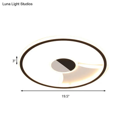 DecorBites™ DecorBites™ Simple Style LED Acrylic Flush Ceiling Light – Black/White, 16"/19.5"/23.5" Dia LED Ceiling Lamp for Bedroom (Warm/White)