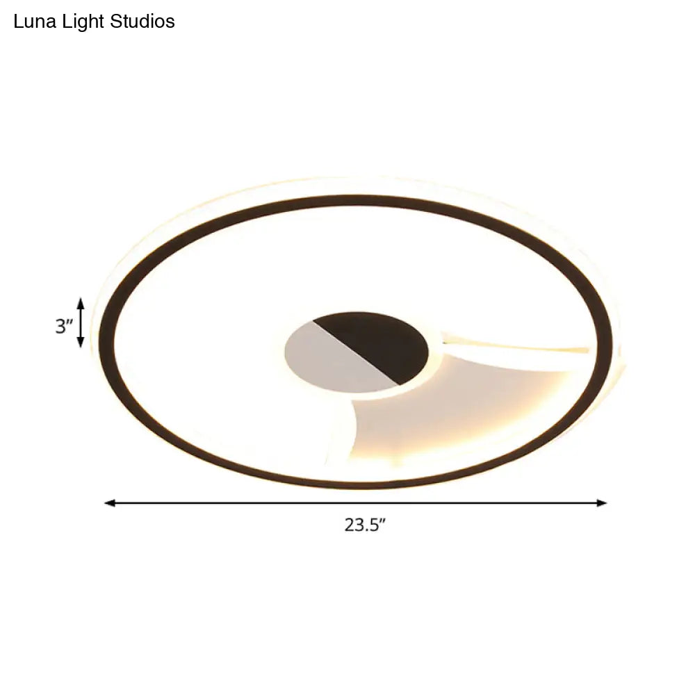 DecorBites™ DecorBites™ Simple Style LED Acrylic Flush Ceiling Light – Black/White, 16"/19.5"/23.5" Dia LED Ceiling Lamp for Bedroom (Warm/White)