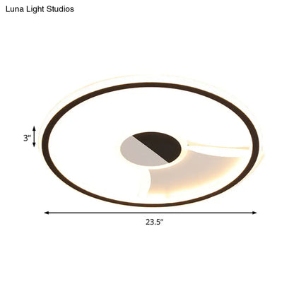 DecorBites™ DecorBites™ Simple Style LED Acrylic Flush Ceiling Light – Black/White, 16"/19.5"/23.5" Dia LED Ceiling Lamp for Bedroom (Warm/White)