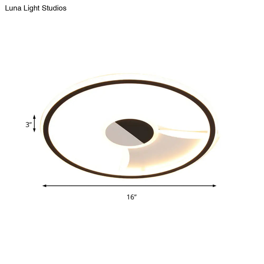 DecorBites™ DecorBites™ Simple Style LED Acrylic Flush Ceiling Light – Black/White, 16"/19.5"/23.5" Dia LED Ceiling Lamp for Bedroom (Warm/White)