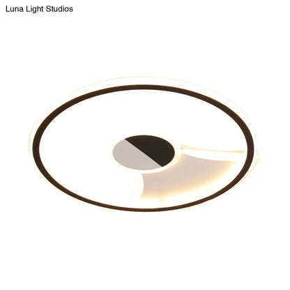 DecorBites™ DecorBites™ Simple Style LED Acrylic Flush Ceiling Light – Black/White, 16"/19.5"/23.5" Dia LED Ceiling Lamp for Bedroom (Warm/White)