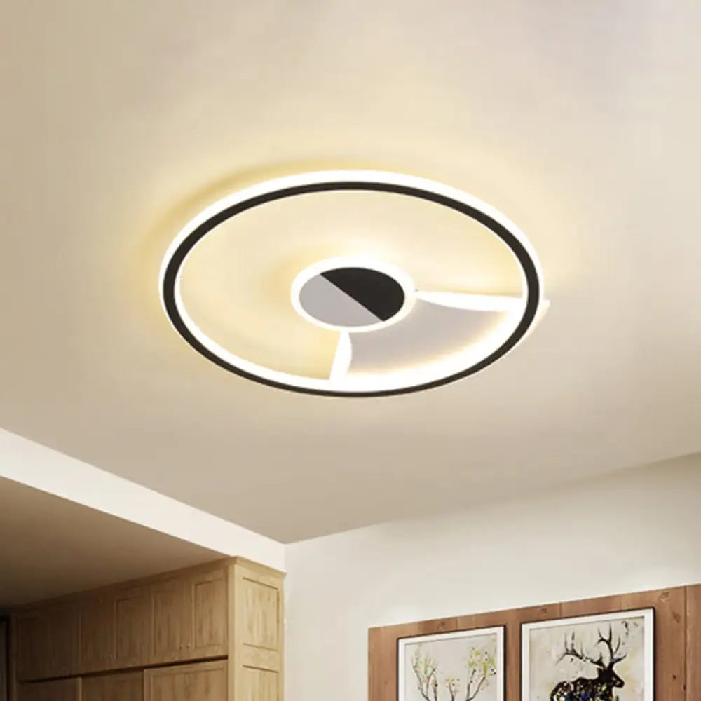 DecorBites™ DecorBites™ Simple Style LED Acrylic Flush Ceiling Light – Black/White, 16"/19.5"/23.5" Dia LED Ceiling Lamp for Bedroom (Warm/White)