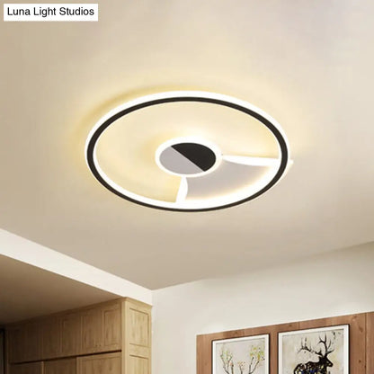 DecorBites™ DecorBites™ Simple Style LED Acrylic Flush Ceiling Light – Black/White, 16"/19.5"/23.5" Dia LED Ceiling Lamp for Bedroom (Warm/White)