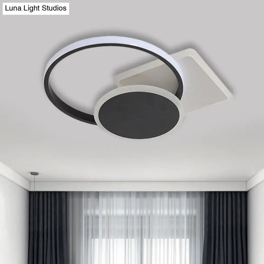 DecorBites™ DecorBites™ Simple Style LED Ceiling Lamp in Black with Acrylic Design, Warm/White Light, 16.5"/20.5" Width