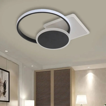 DecorBites™ DecorBites™ Simple Style LED Ceiling Lamp in Black with Acrylic Design, Warm/White Light, 16.5"/20.5" Width