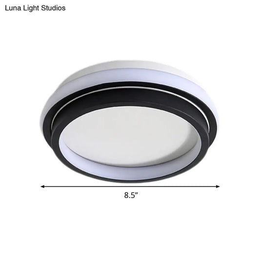 DecorBites™ DecorBites™ Simple Style LED Foyer Flush Mount Ceiling Light - Black Flush Lamp with Metal Shade (Square/Round) in White/Warm/3 Color Light