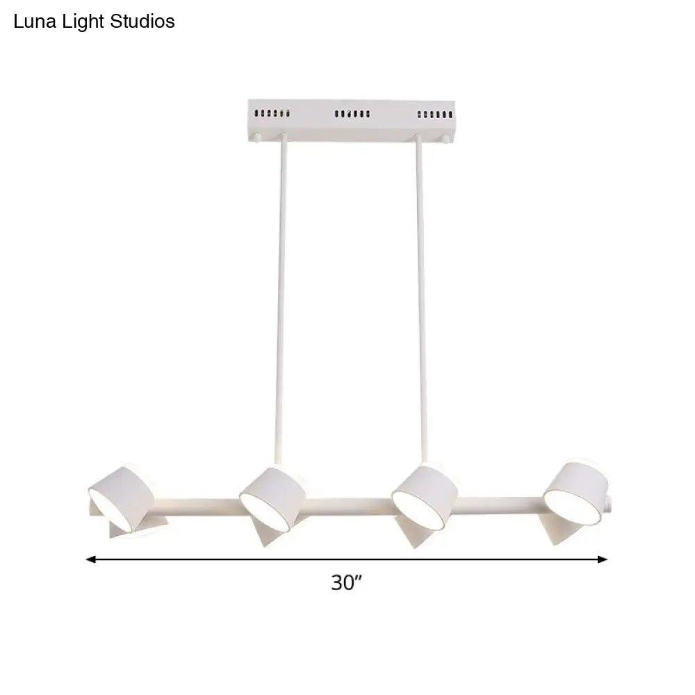 Lámpara colgante lineal de metal de estilo sencillo - 8 luces, color blanco, diseño para colgar del techo