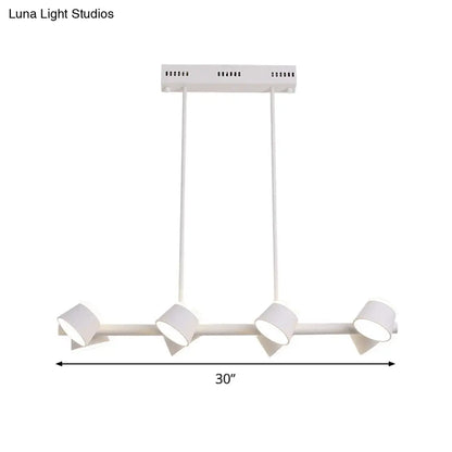 Lámpara colgante lineal de metal de estilo sencillo - 8 luces, color blanco, diseño para colgar del techo