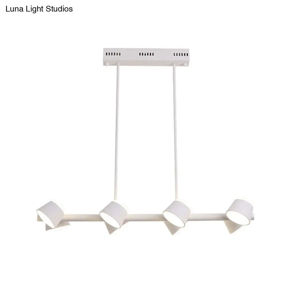 Lámpara colgante lineal de metal de estilo sencillo - 8 luces, color blanco, diseño para colgar del techo