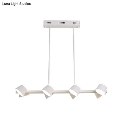 Lámpara colgante lineal de metal de estilo sencillo - 8 luces, color blanco, diseño para colgar del techo