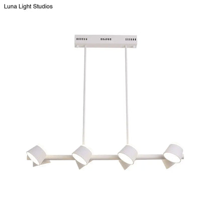Lámpara colgante lineal de metal de estilo sencillo - 8 luces, color blanco, diseño para colgar del techo