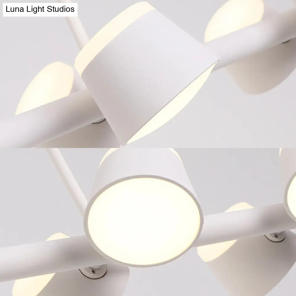 Lámpara colgante lineal de metal de estilo sencillo - 8 luces, color blanco, diseño para colgar del techo