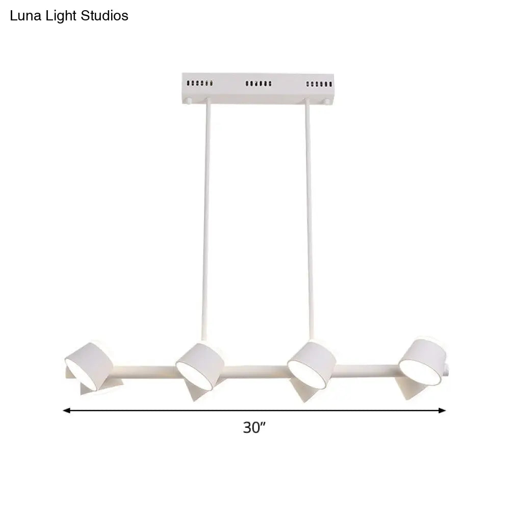 Lámpara colgante lineal de metal de estilo sencillo - 8 luces, color blanco, diseño para colgar del techo