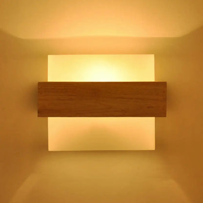 DecorBites™ DecorBites™ Simple Style White Glass 1-Light Sconce with Wood Brace for Square Corridor Wall Lighting