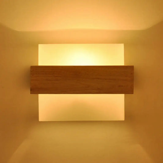 DecorBites™ DecorBites™ Simple Style White Glass 1-Light Sconce with Wood Brace for Square Corridor Wall Lighting