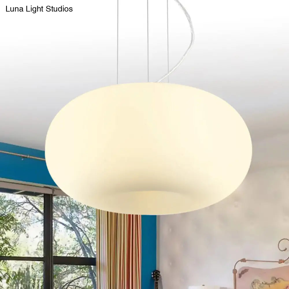 Simple Style White Glass Doughnut Pendant Light - 1-Light Hanging Kit (11"/14.5"/18" Wide)