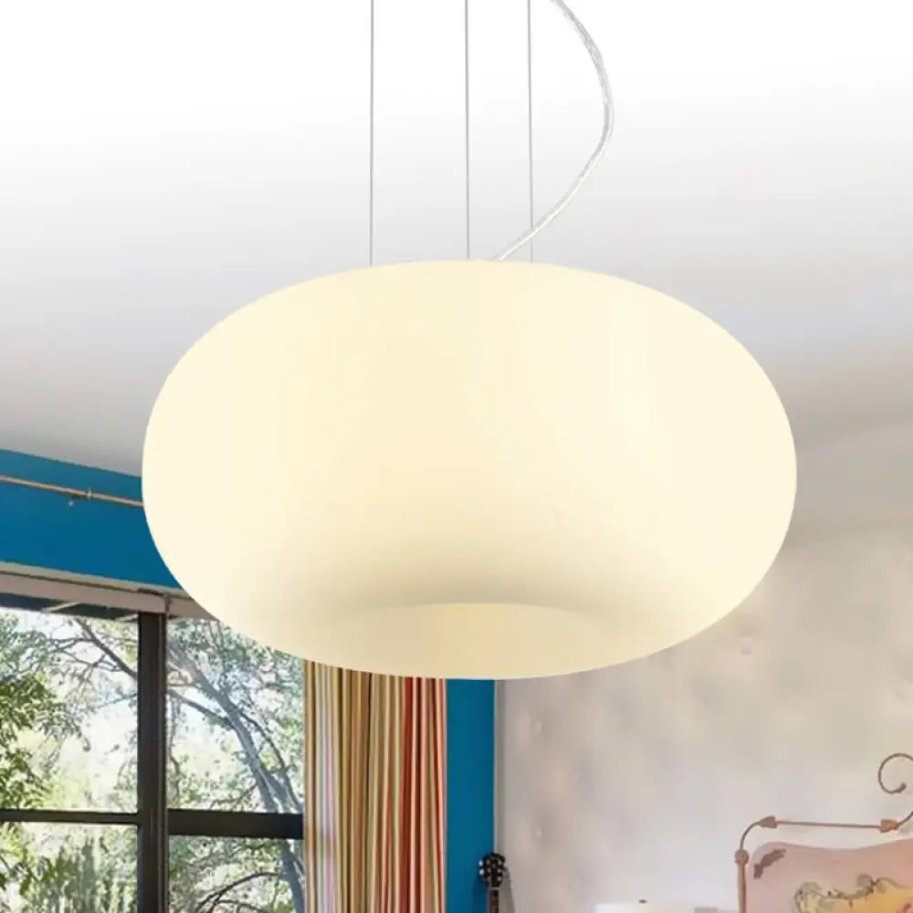 Simple Style White Glass Doughnut Pendant Light - 1-Light Hanging Kit (11"/14.5"/18" Wide)