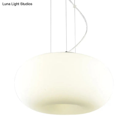 Simple Style White Glass Doughnut Pendant Light - 1-Light Hanging Kit (11"/14.5"/18" Wide)