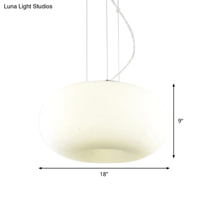 Simple Style White Glass Doughnut Pendant Light - 1-Light Hanging Kit (11"/14.5"/18" Wide)