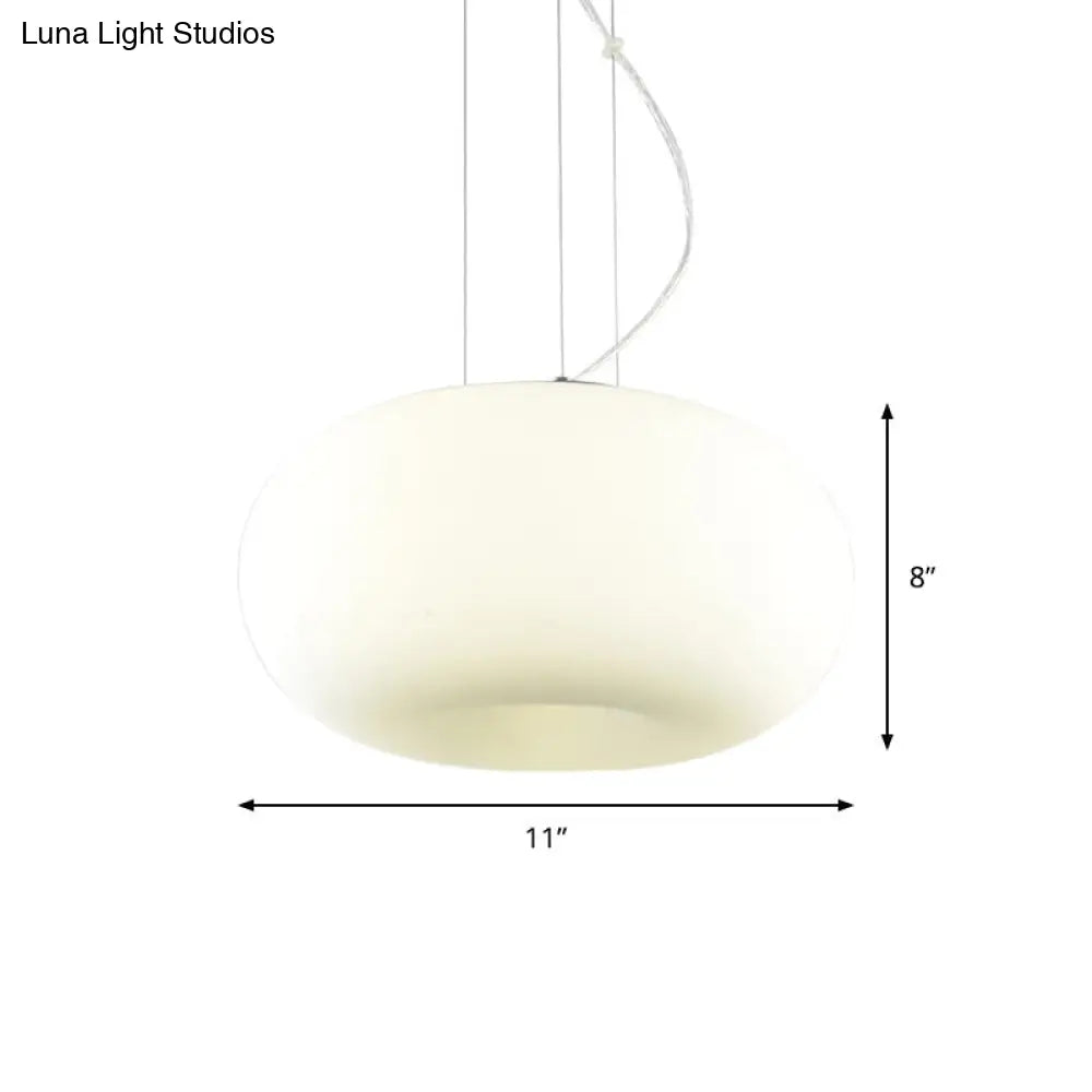 Simple Style White Glass Doughnut Pendant Light - 1-Light Hanging Kit (11"/14.5"/18" Wide)