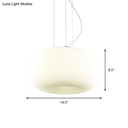 Simple Style White Glass Doughnut Pendant Light - 1-Light Hanging Kit (11"/14.5"/18" Wide)