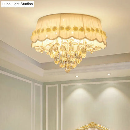 DecorBites™ DecorBites™ Simple Style White Scalloped Flush Mount Light with Crystal Drops (6/8 Heads)