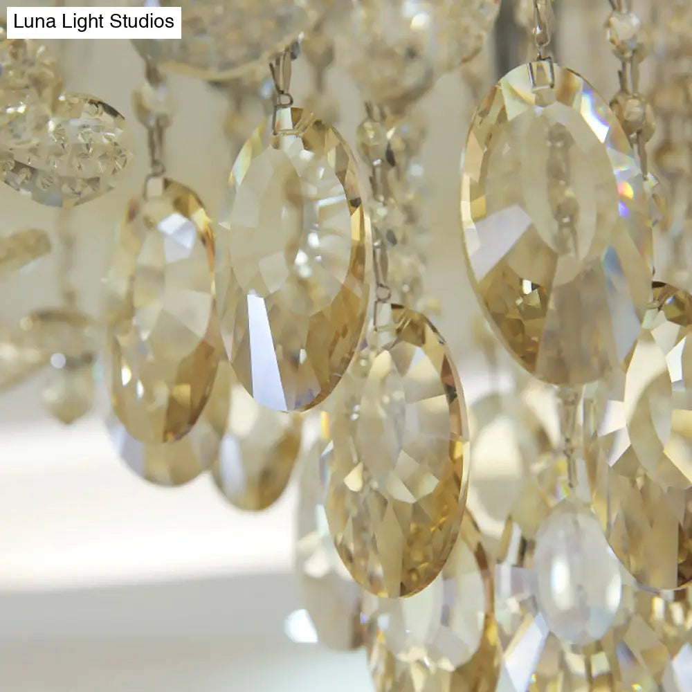 DecorBites™ DecorBites™ Simple Style White Scalloped Flush Mount Light with Crystal Drops (6/8 Heads)