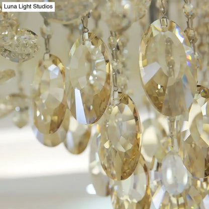 DecorBites™ DecorBites™ Simple Style White Scalloped Flush Mount Light with Crystal Drops (6/8 Heads)