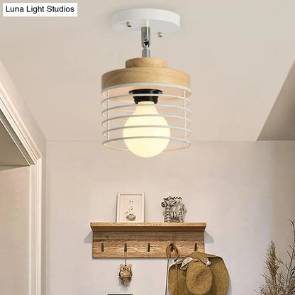 DecorBites™ DecorBites™ Simple Stylish Iron Drum Cage Flush Ceiling Light - Rotatable 1 Light Ceiling Lamp for Balconies