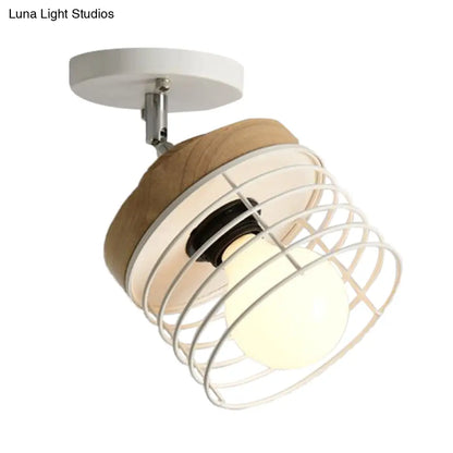 DecorBites™ DecorBites™ Simple Stylish Iron Drum Cage Flush Ceiling Light - Rotatable 1 Light Ceiling Lamp for Balconies