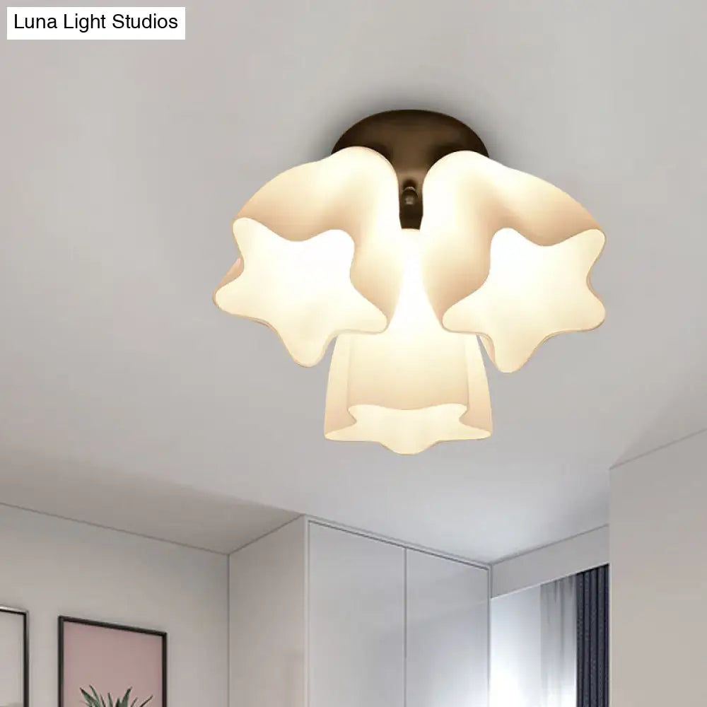DecorBites™ DecorBites™ Simple White Glass Semi Flush Mount Light with 3/5 Bulbs - Ideal Bedroom Ceiling Lighting Fixture