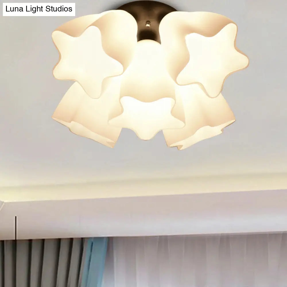 DecorBites™ DecorBites™ Simple White Glass Semi Flush Mount Light with 3/5 Bulbs - Ideal Bedroom Ceiling Lighting Fixture