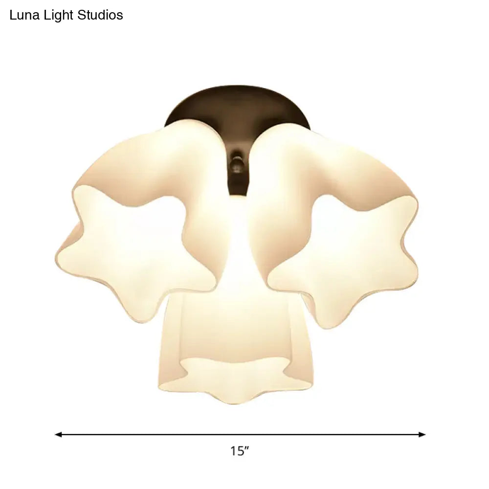 DecorBites™ DecorBites™ Simple White Glass Semi Flush Mount Light with 3/5 Bulbs - Ideal Bedroom Ceiling Lighting Fixture