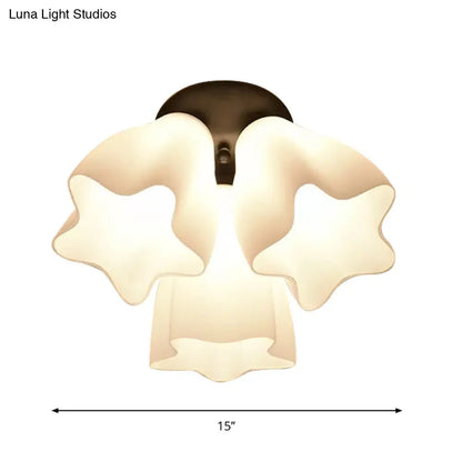 DecorBites™ DecorBites™ Simple White Glass Semi Flush Mount Light with 3/5 Bulbs - Ideal Bedroom Ceiling Lighting Fixture