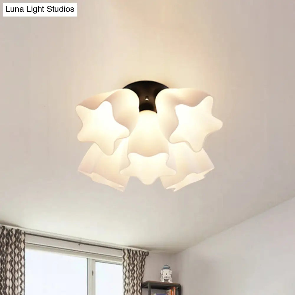DecorBites™ DecorBites™ Simple White Glass Semi Flush Mount Light with 3/5 Bulbs - Ideal Bedroom Ceiling Lighting Fixture