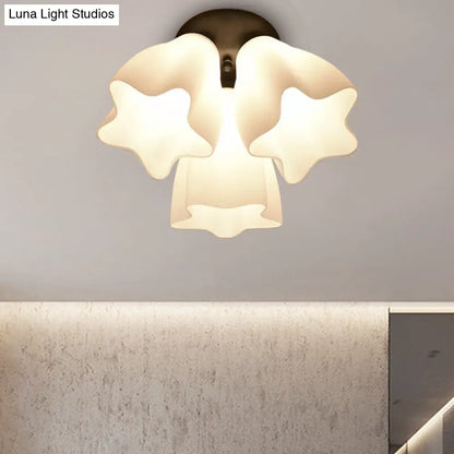 DecorBites™ DecorBites™ Simple White Glass Semi Flush Mount Light with 3/5 Bulbs - Ideal Bedroom Ceiling Lighting Fixture