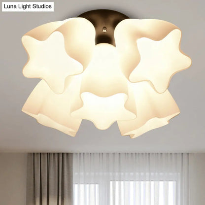 DecorBites™ DecorBites™ Simple White Glass Semi Flush Mount Light with 3/5 Bulbs - Ideal Bedroom Ceiling Lighting Fixture