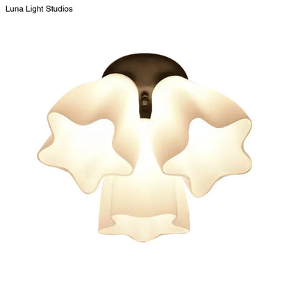 DecorBites™ DecorBites™ Simple White Glass Semi Flush Mount Light with 3/5 Bulbs - Ideal Bedroom Ceiling Lighting Fixture