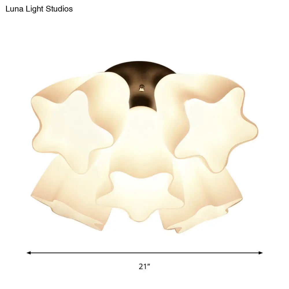 DecorBites™ DecorBites™ Simple White Glass Semi Flush Mount Light with 3/5 Bulbs - Ideal Bedroom Ceiling Lighting Fixture