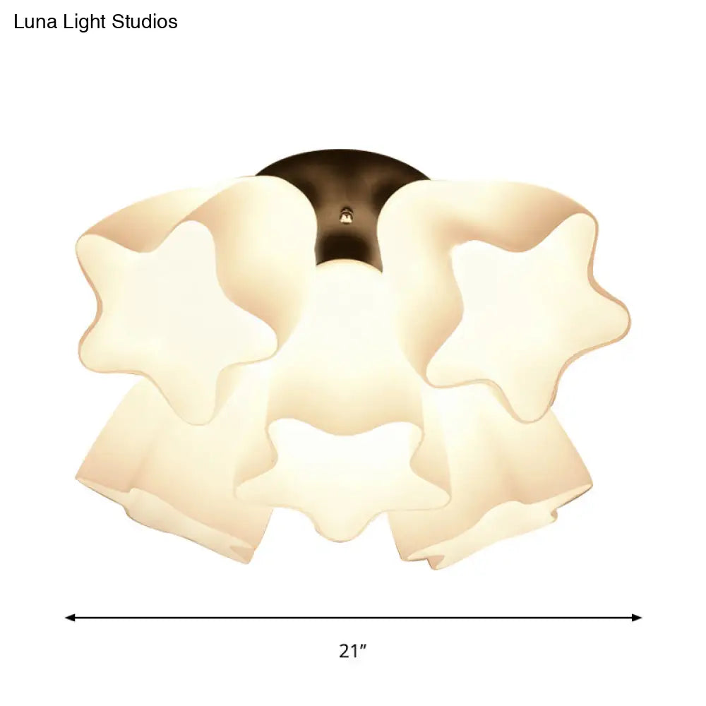 DecorBites™ DecorBites™ Simple White Glass Semi Flush Mount Light with 3/5 Bulbs - Ideal Bedroom Ceiling Lighting Fixture