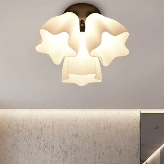 DecorBites™ DecorBites™ Simple White Glass Semi Flush Mount Light with 3/5 Bulbs - Ideal Bedroom Ceiling Lighting Fixture