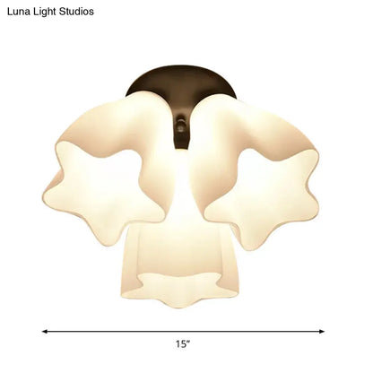 DecorBites™ DecorBites™ Simple White Glass Semi Flush Mount Light with 3/5 Bulbs - Ideal Bedroom Ceiling Lighting Fixture