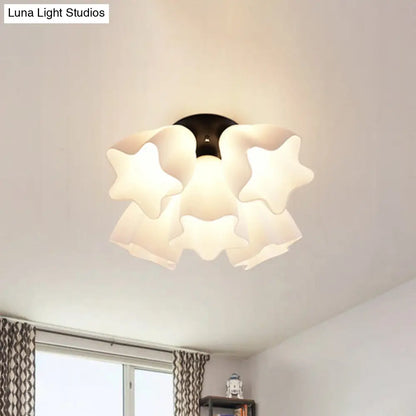 DecorBites™ DecorBites™ Simple White Glass Semi Flush Mount Light with 3/5 Bulbs - Ideal Bedroom Ceiling Lighting Fixture