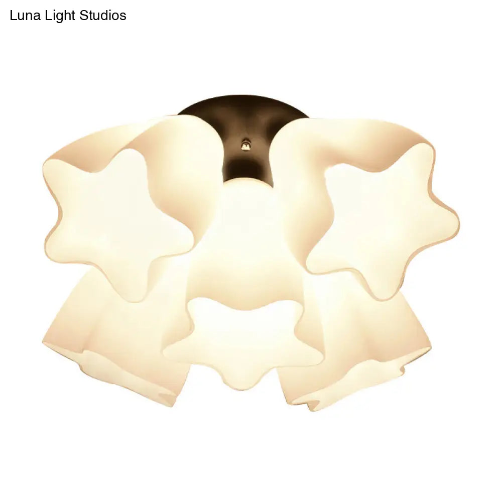 DecorBites™ DecorBites™ Simple White Glass Semi Flush Mount Light with 3/5 Bulbs - Ideal Bedroom Ceiling Lighting Fixture