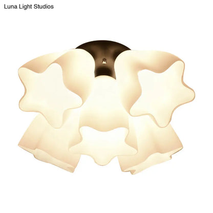 DecorBites™ DecorBites™ Simple White Glass Semi Flush Mount Light with 3/5 Bulbs - Ideal Bedroom Ceiling Lighting Fixture