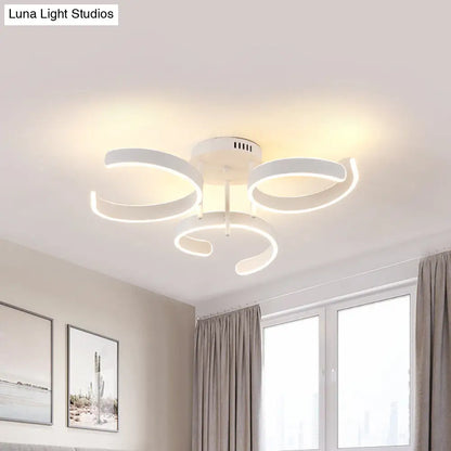 DecorBites™ DecorBites™ Simple White LED Ceiling Lamp - Acrylic Curve Design - Bedroom Lighting with Warm/White Light