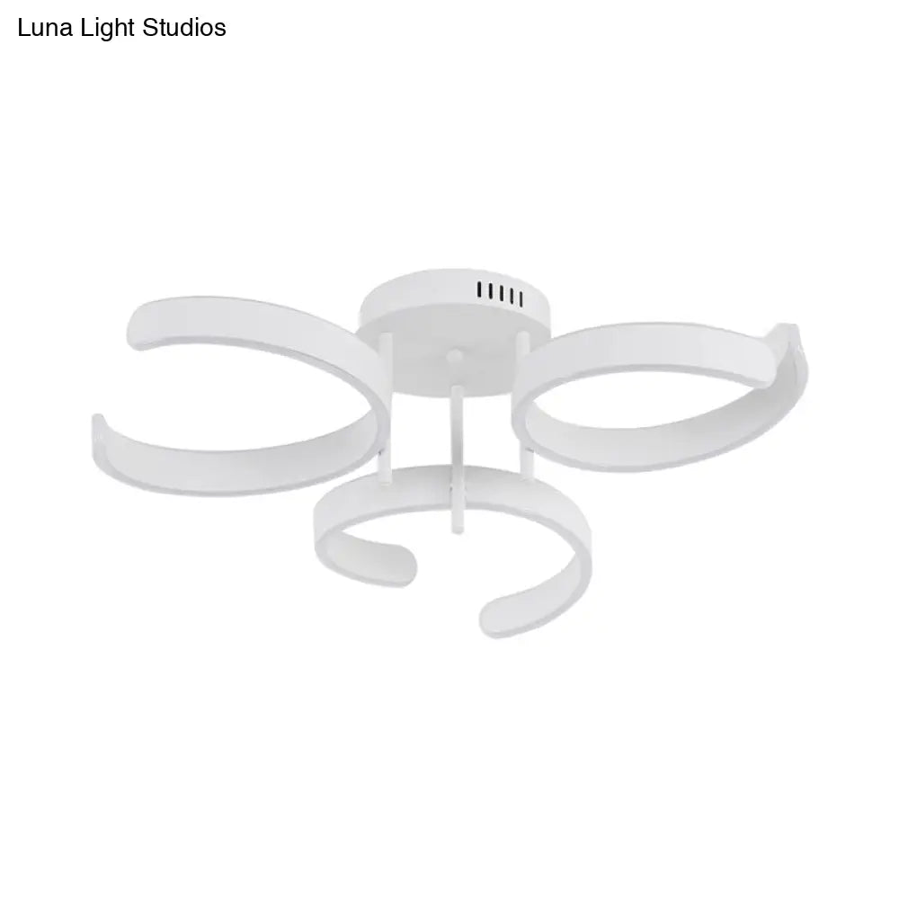 DecorBites™ DecorBites™ Simple White LED Ceiling Lamp - Acrylic Curve Design - Bedroom Lighting with Warm/White Light